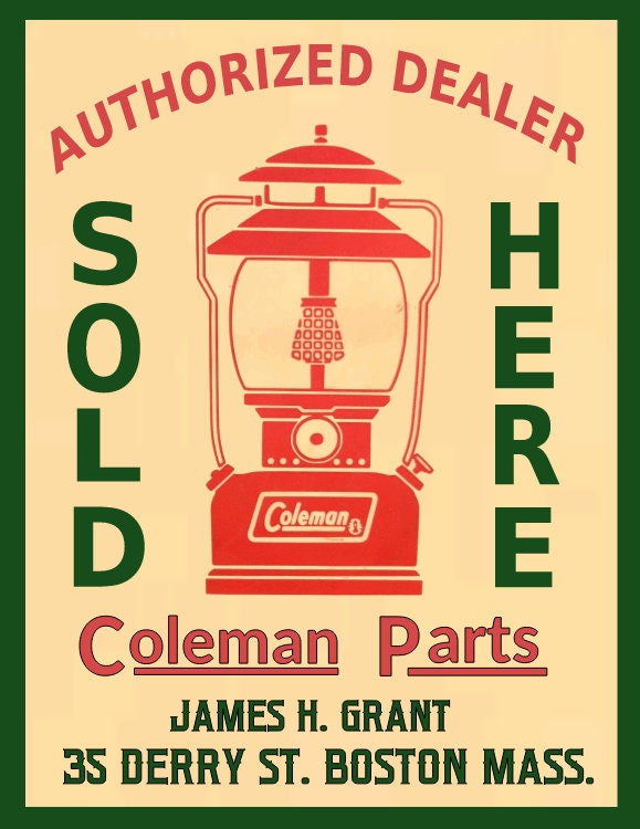 coleman sign  authorized dealer coleman parts sold here personalized