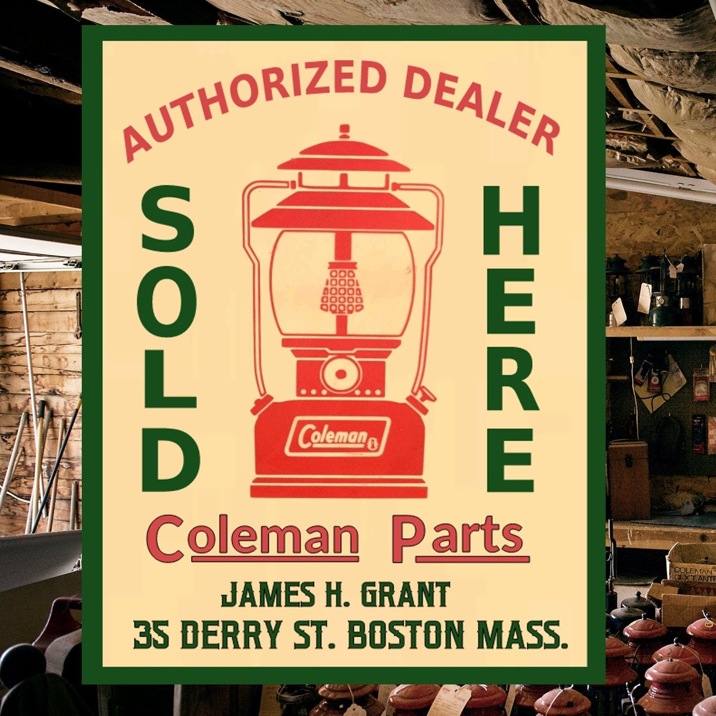 coleman sign  authorized dealer coleman parts sold here personalized