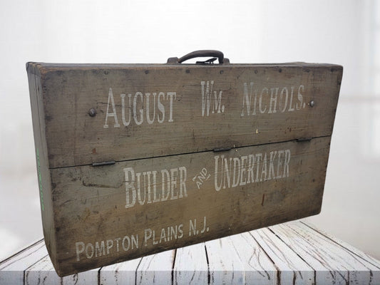 antique wooden tool box builder and undertaker