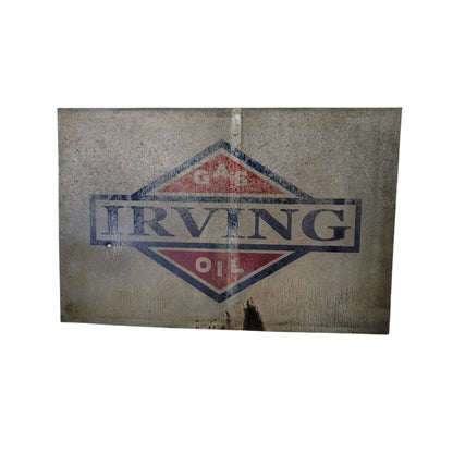 irving gas and oil sign weathered