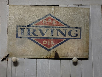 irving gas and oil sign weathered