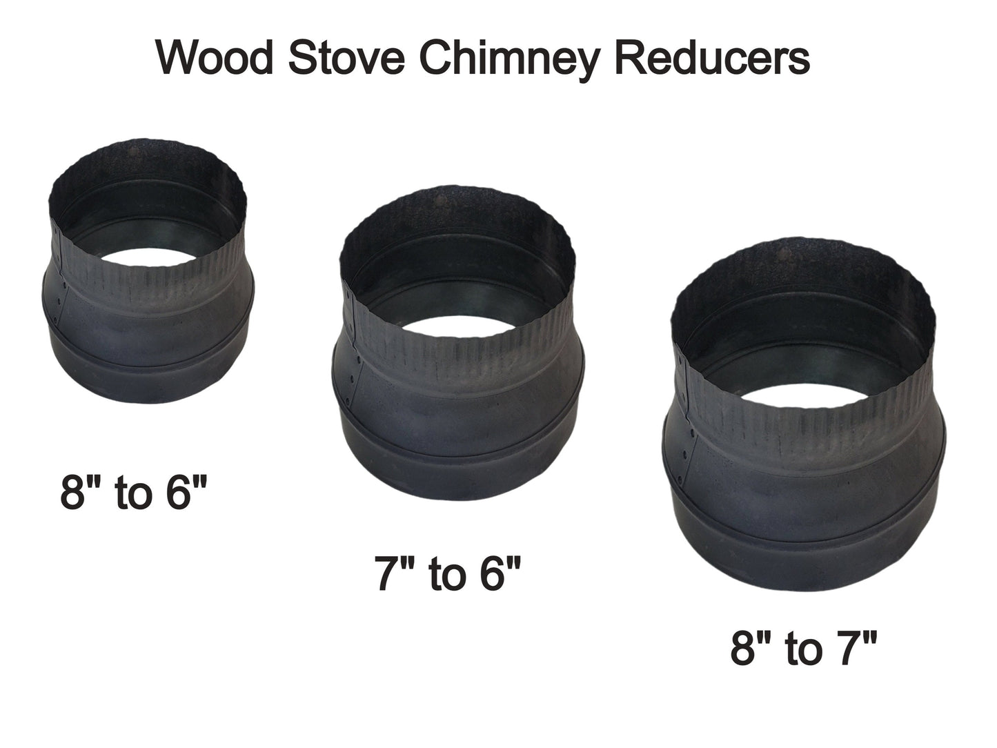 wood stove pipe reducers 6-7-8 inches black wood stove chimney pipe reducers