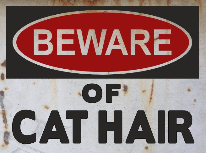 beware of cat hair warning sign cat lovers gift