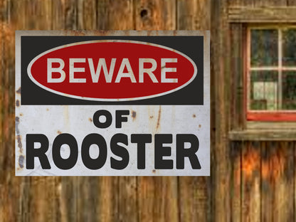 chicken coop sign backyard chickens beware of rooster rustic farm sign