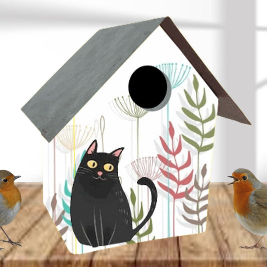 birdhouse | bird house | farmhouse decor | garden decor | kitty cat | handmade by me