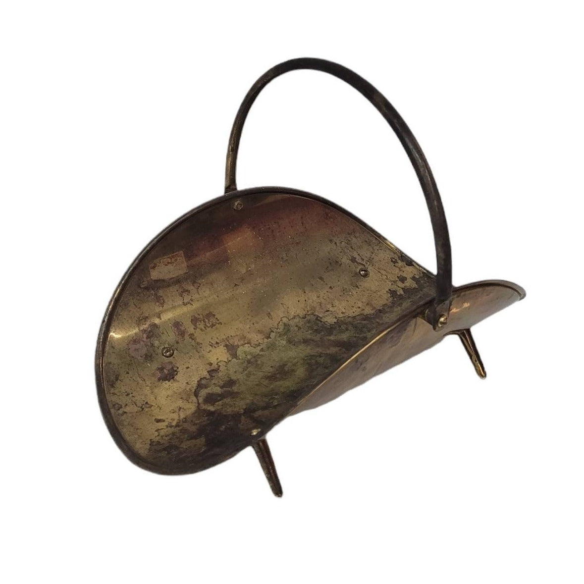 antique brass firewood carrier caddy woodstove accessories