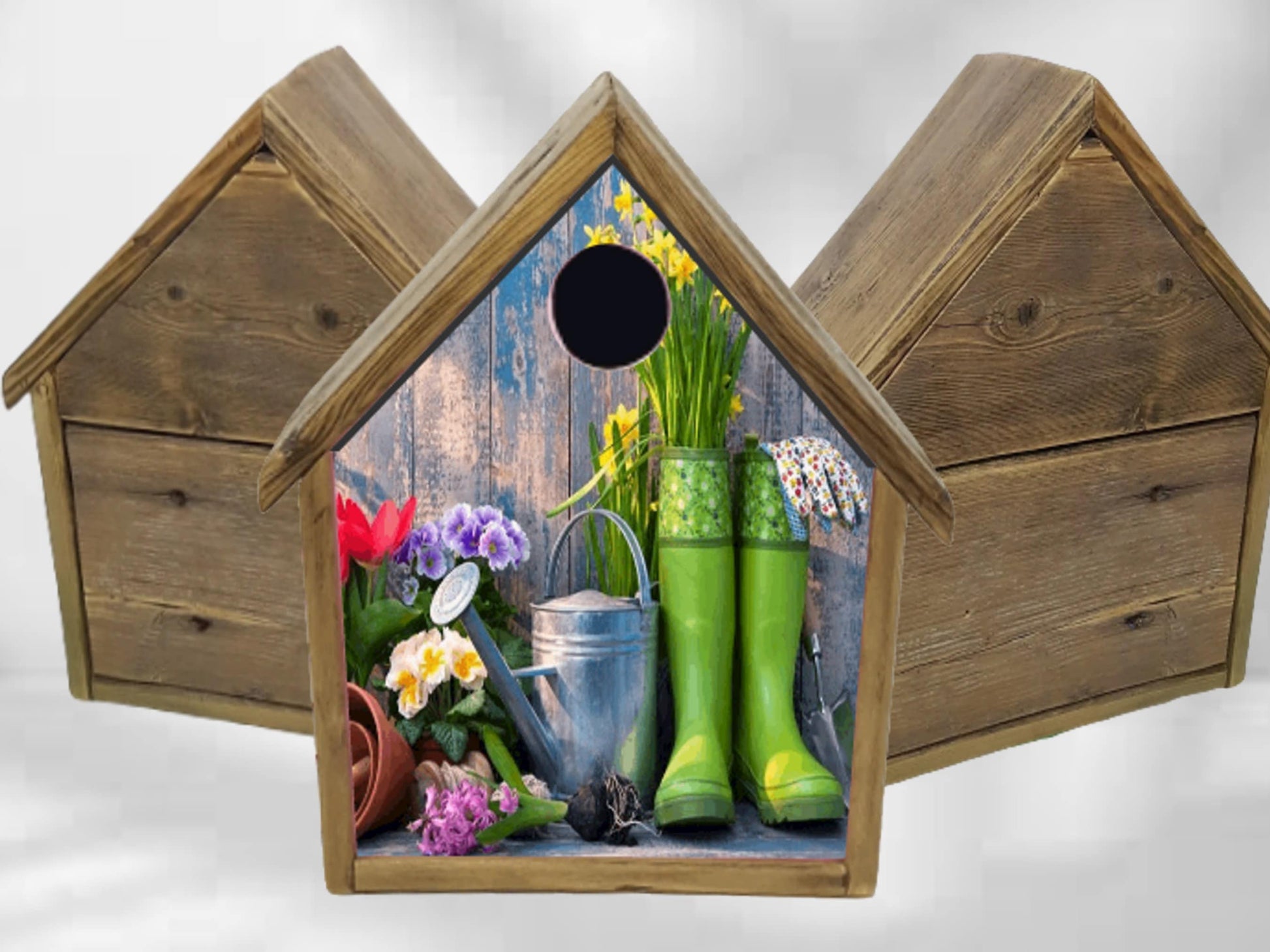 rustic birdhouse bird house handmade custom design folk art cat