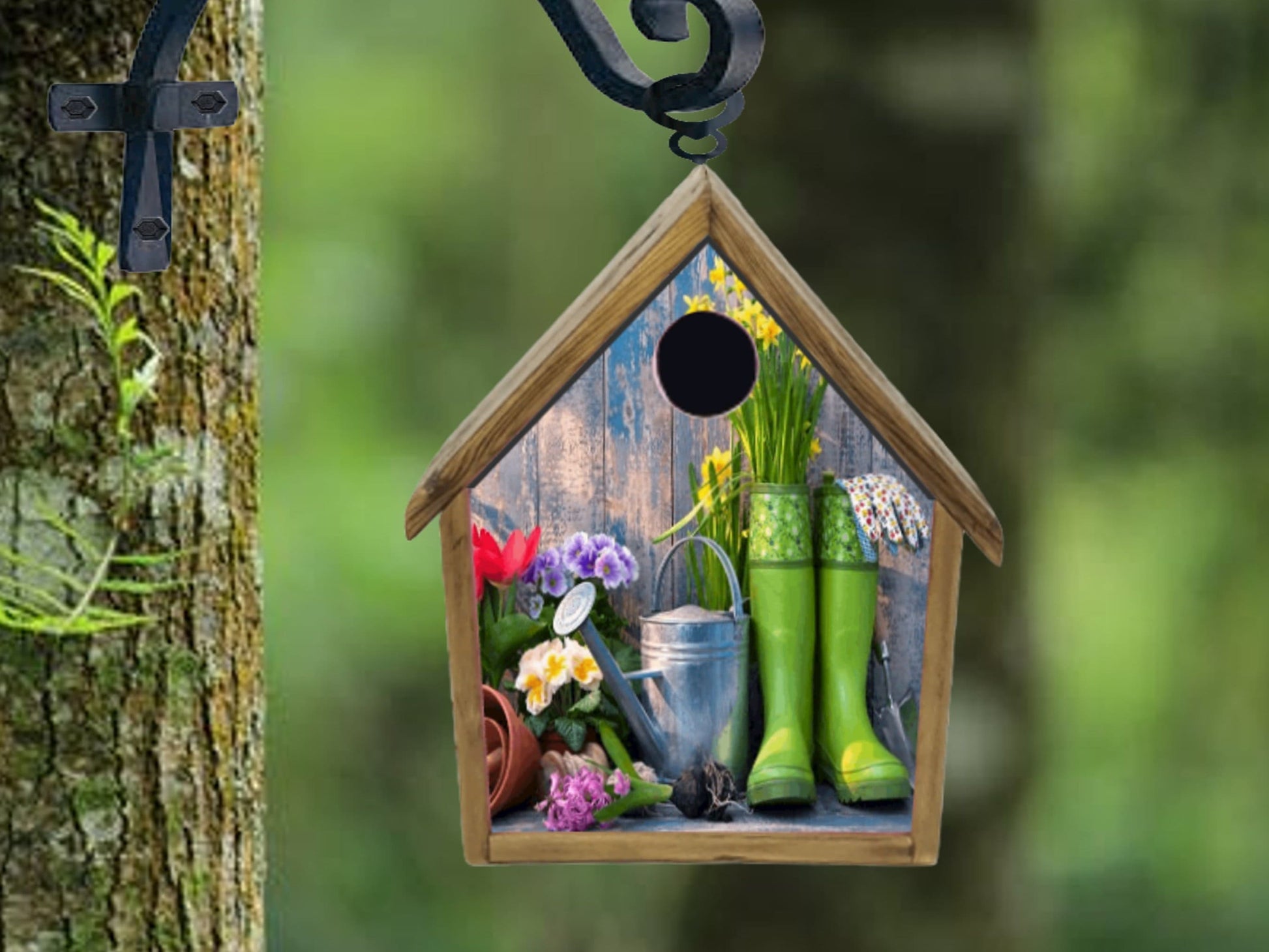 rustic birdhouse bird house handmade custom design sunflower seeds