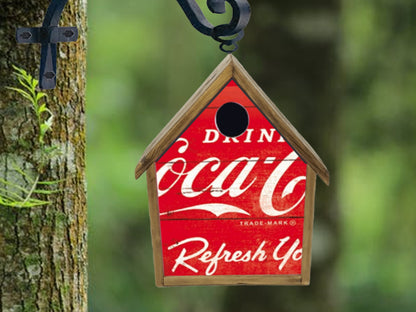rustic birdhouse bird house handmade custom design coca cola