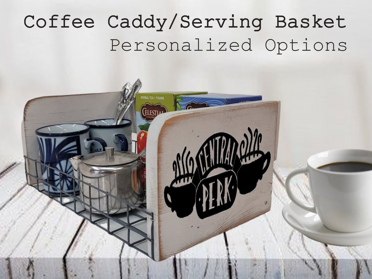 coffee tray serving basket farmhouse kitchen decor central perk