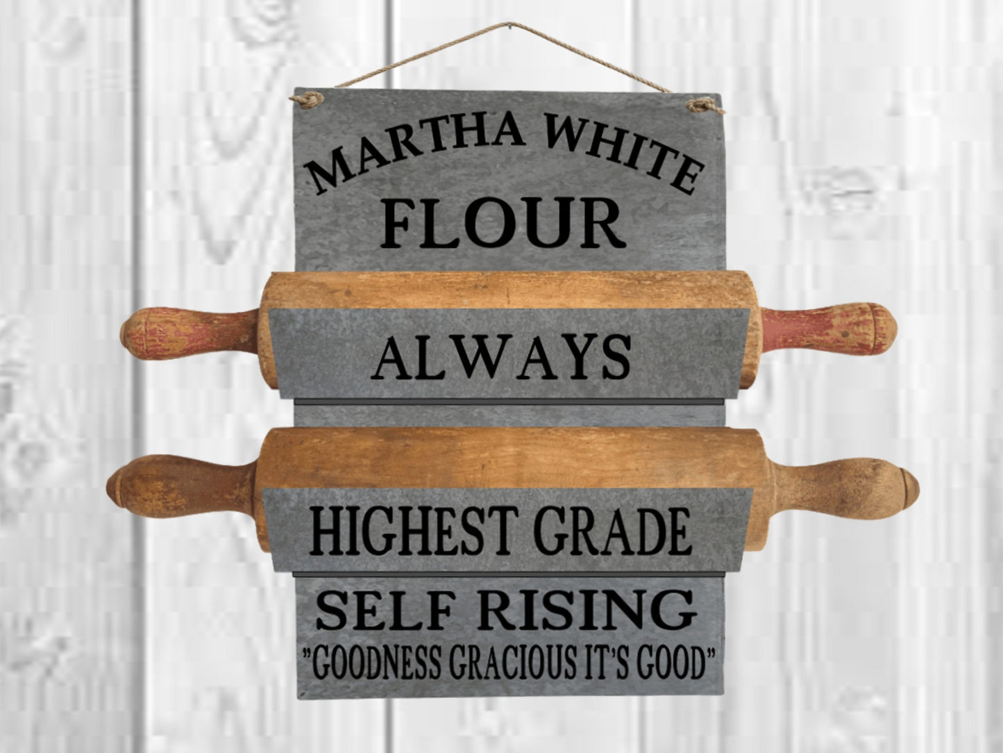 rolling pin holder martha white rustic farm kitchen decor bakers gift