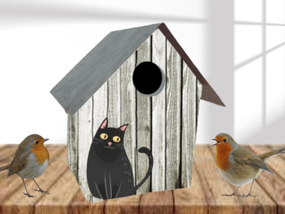 birdhouse | bird house | farmhouse decor | garden decor | kitty cat | handmade by me