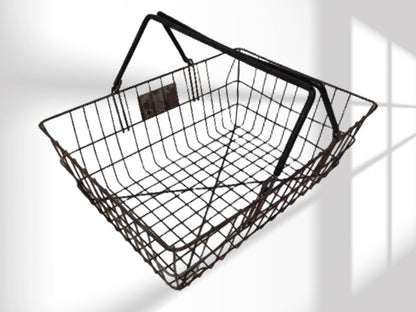 wire garden harvest basket vintage shopping basket farmhouse decor