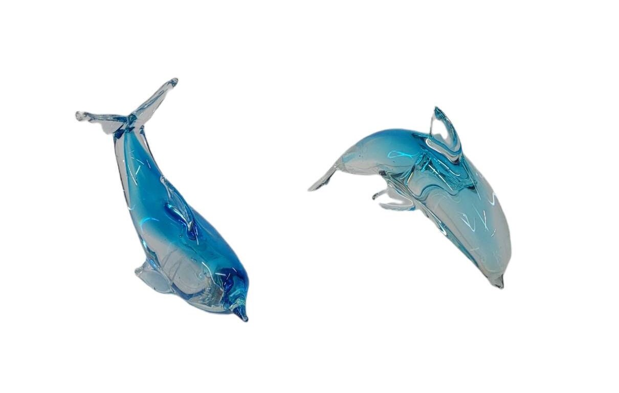 art glass dolphins vintage collectible paper weights