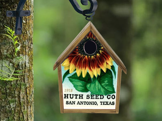 rustic birdhouse bird house handmade custom design sunflower seeds