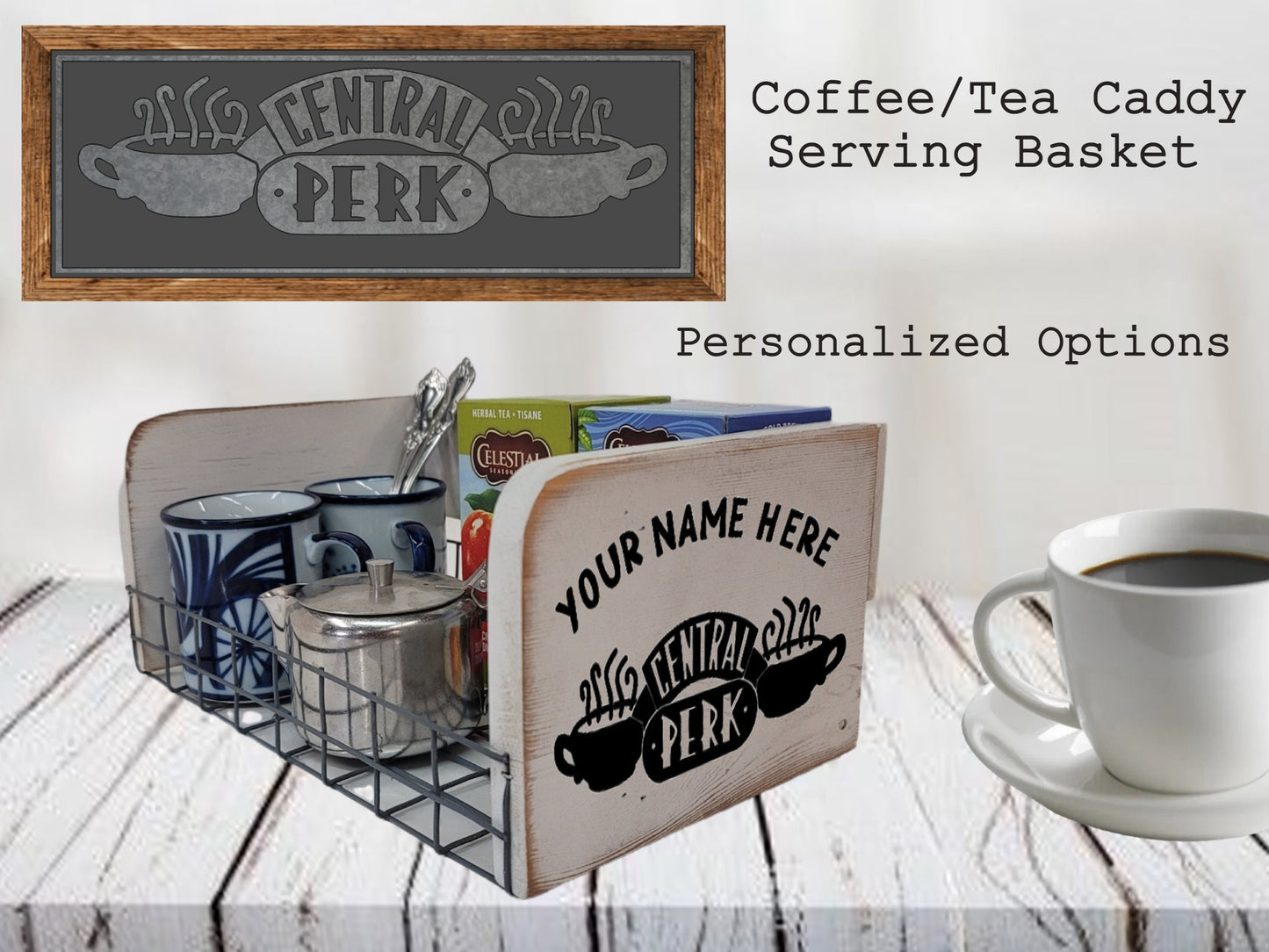 coffee tray serving basket farmhouse kitchen decor central perk