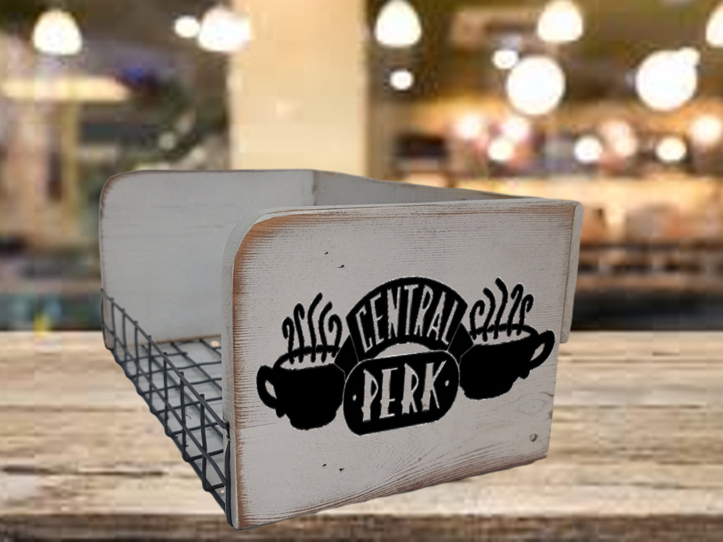 coffee tray serving basket farmhouse kitchen decor central perk