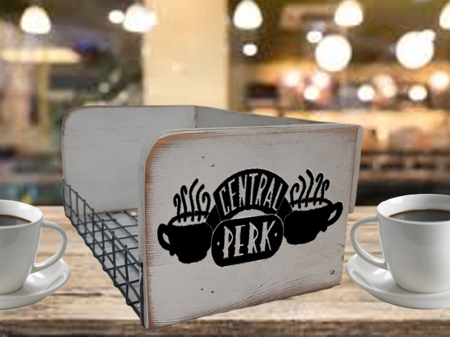 coffee tray serving basket farmhouse kitchen decor central perk