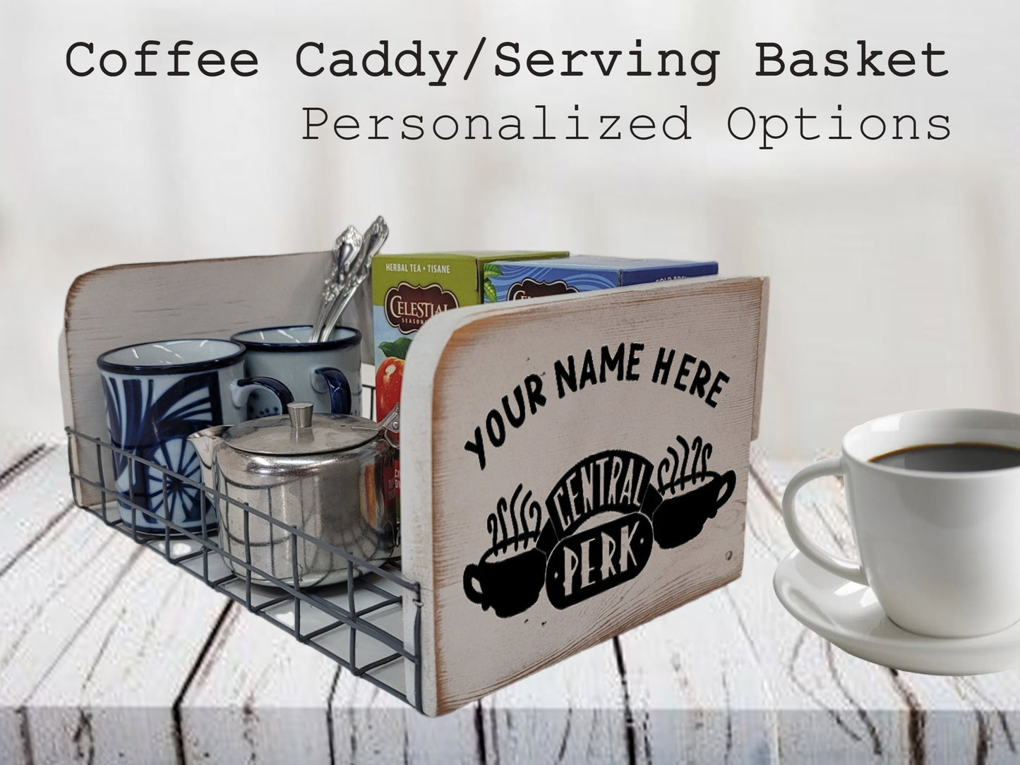 coffee tray serving basket farmhouse kitchen decor central perk