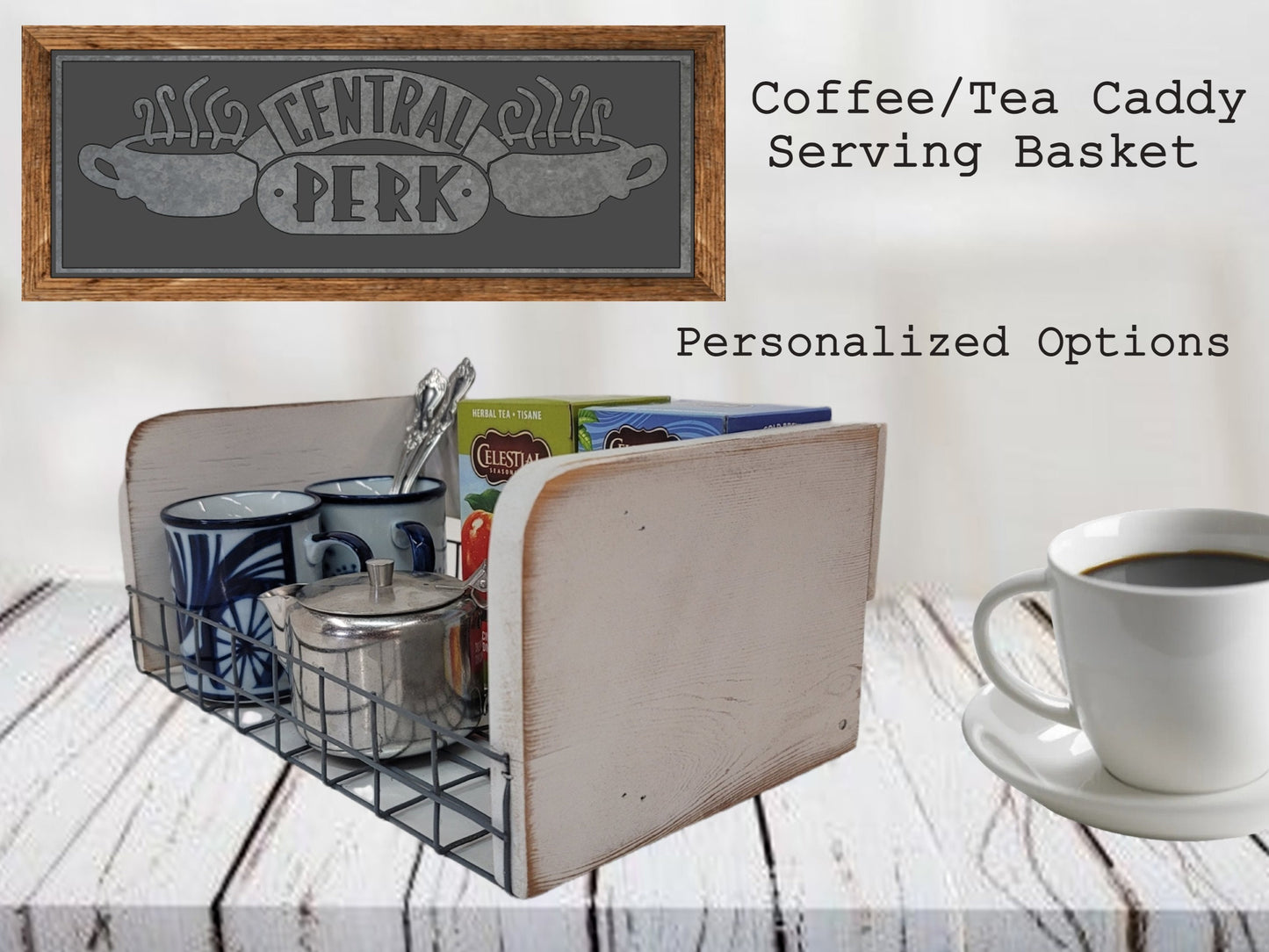 coffee tray serving basket farmhouse kitchen decor central perk