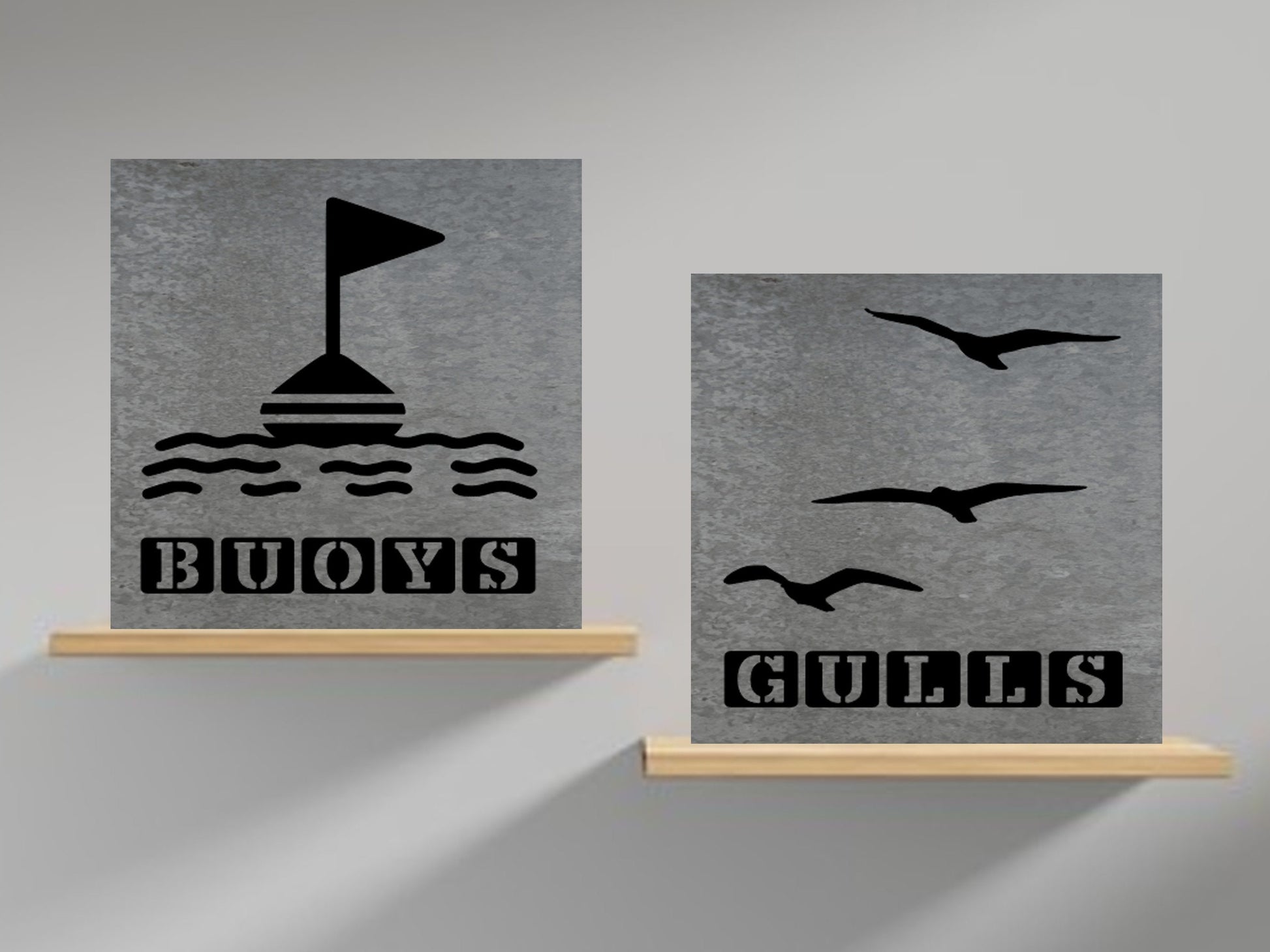 nautical bathroom signs buoys and gulls