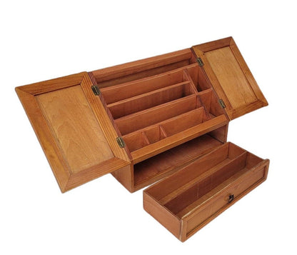 wooden small counter top storage box with cutlery drawer