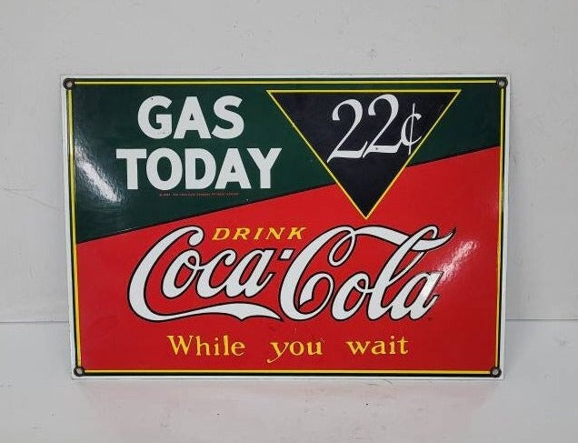 enameled coca-cola gas sign