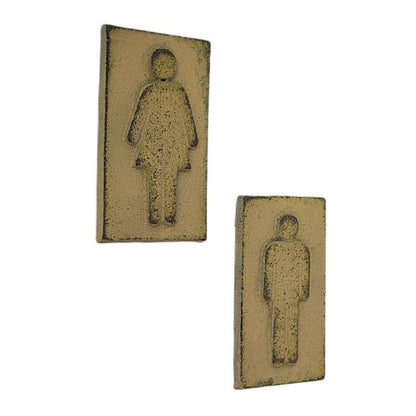 cast iron bathroom signs men and women hanging sign