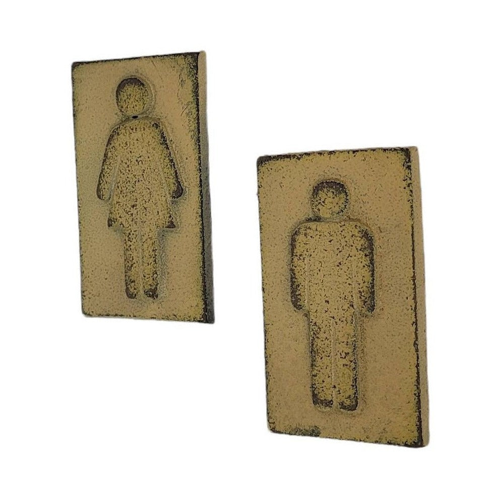 cast iron bathroom signs men and women hanging sign