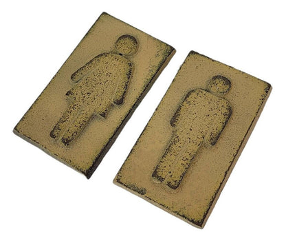 cast iron bathroom signs men and women hanging sign