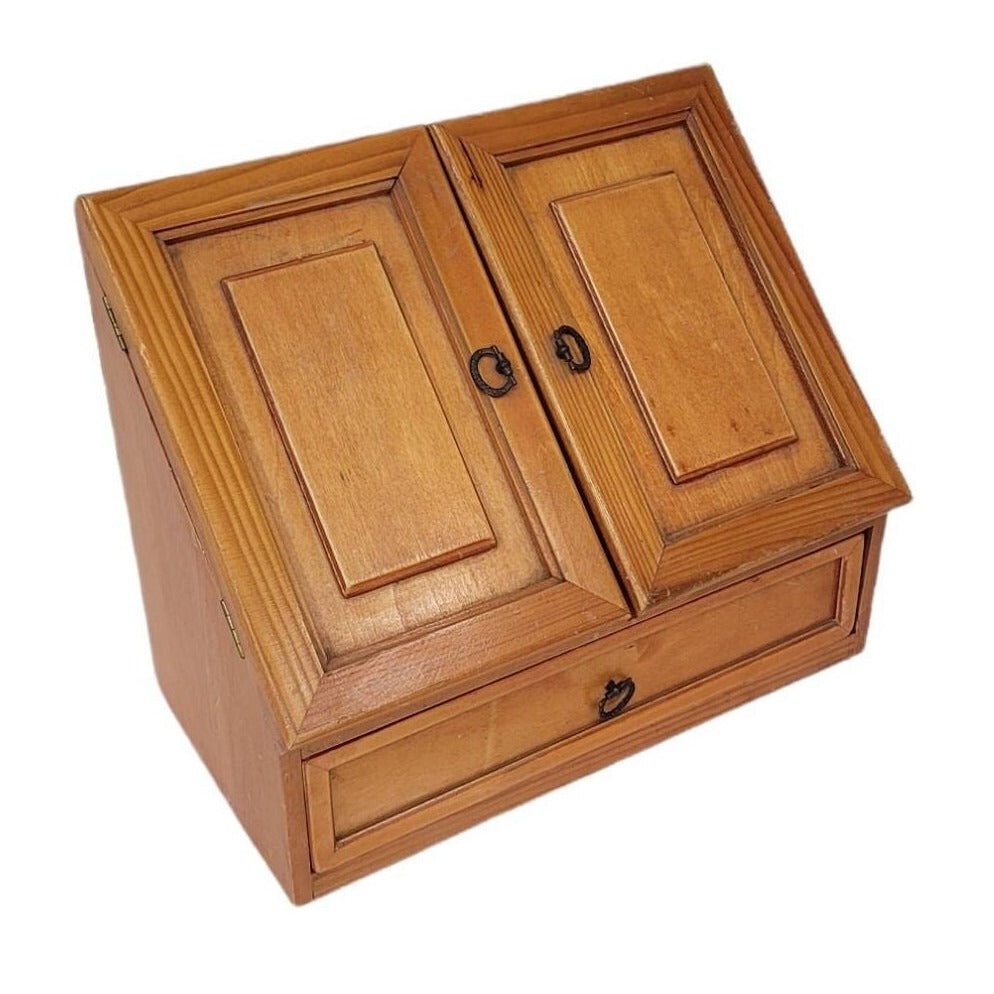 wooden small counter top storage box with cutlery drawer