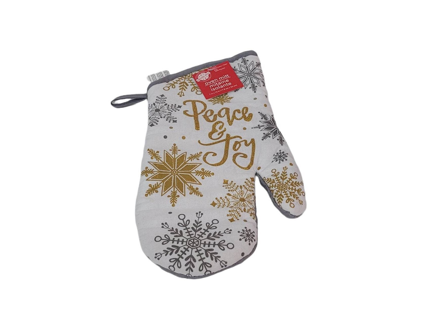 holiday gift oven mitt "peace and joy" with gift bag kitchen accessories