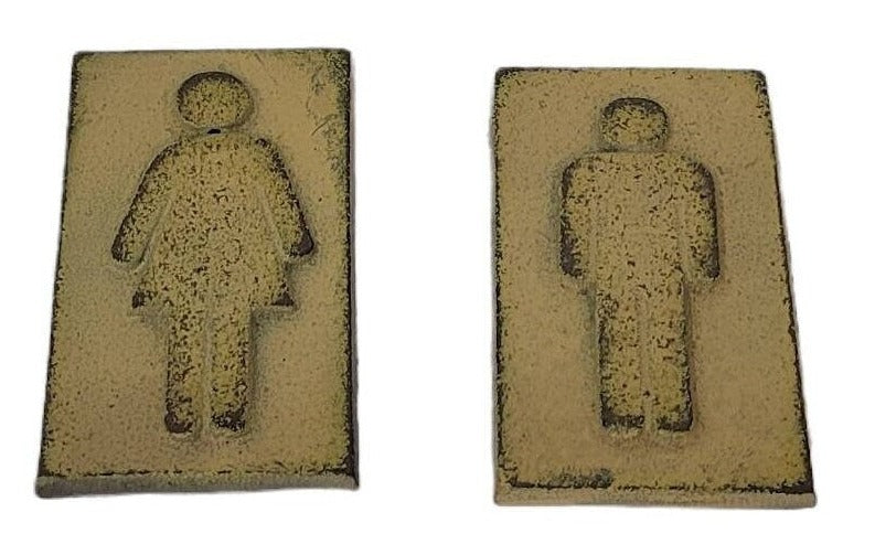 cast iron bathroom signs men and women hanging sign