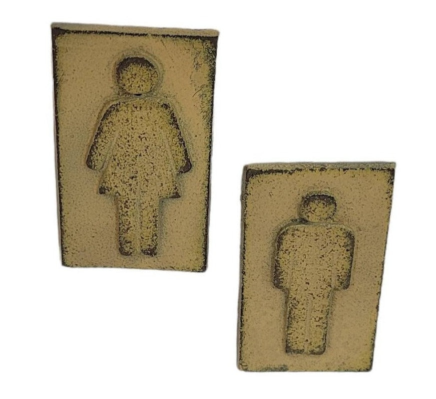 cast iron bathroom signs men and women hanging sign