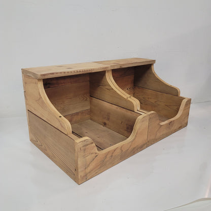rustic kitchen storage bins for potatos and onions