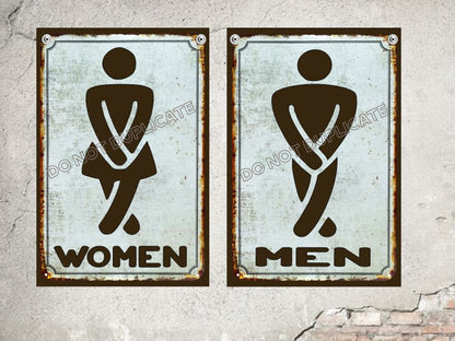 bathroom signs mens and womens coastal wall decor