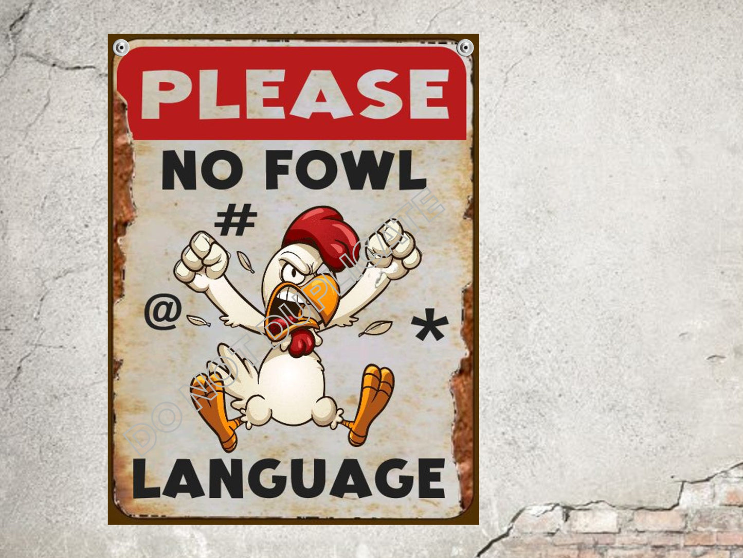 chicken coop sign fowl language man cave sign office decor