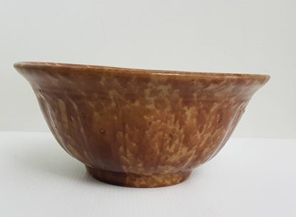 antique bennington spongeware splotchy glazed kitchen redware mixing bowl