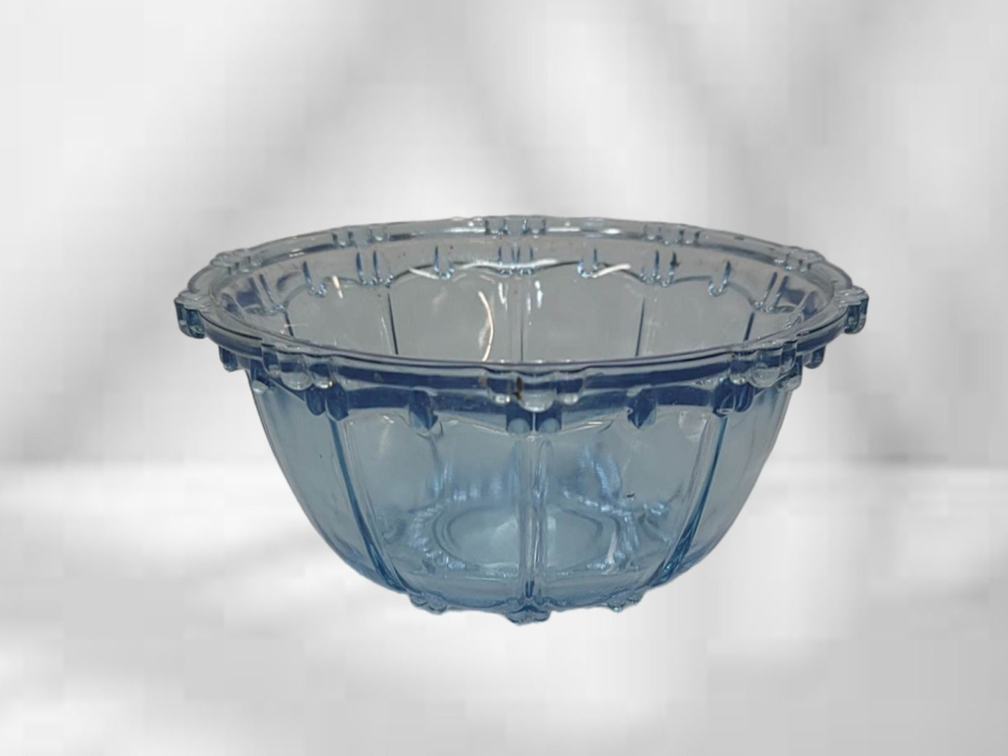 blue depression glass bowl
