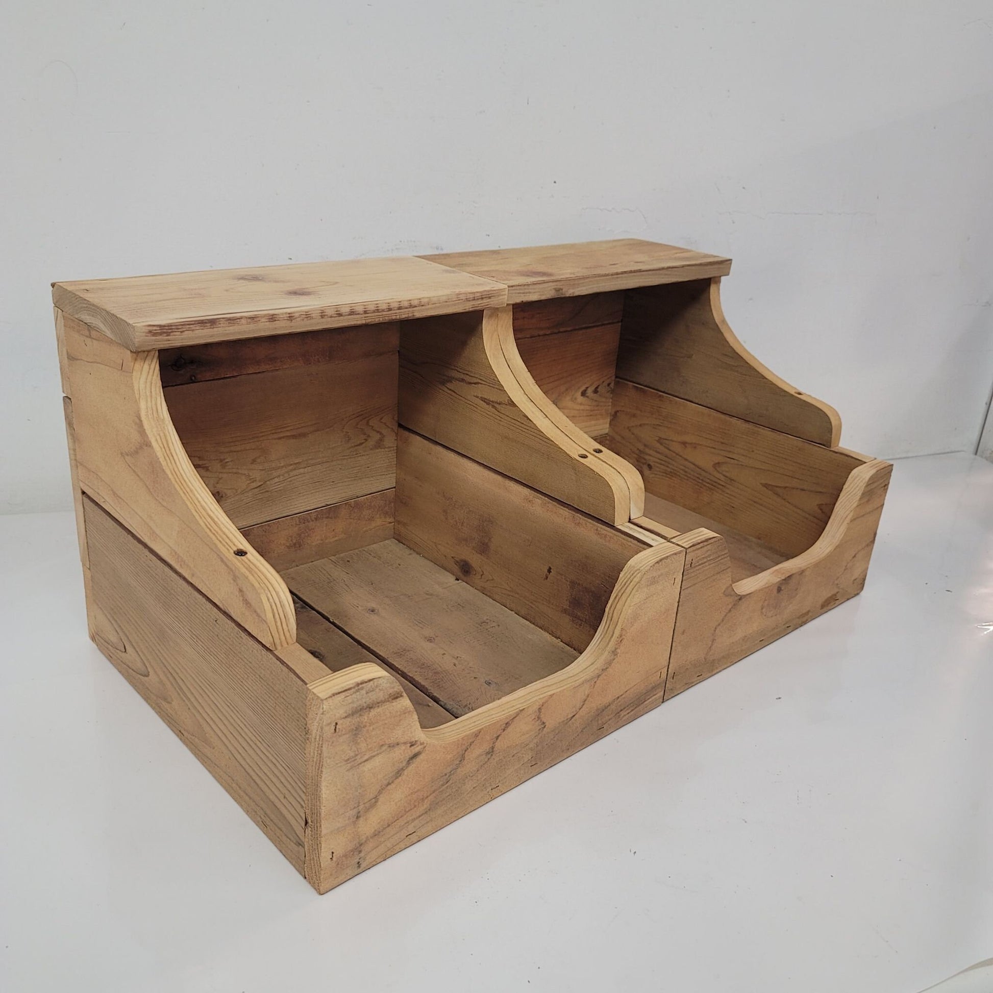 rustic kitchen storage bins for potatos and onions