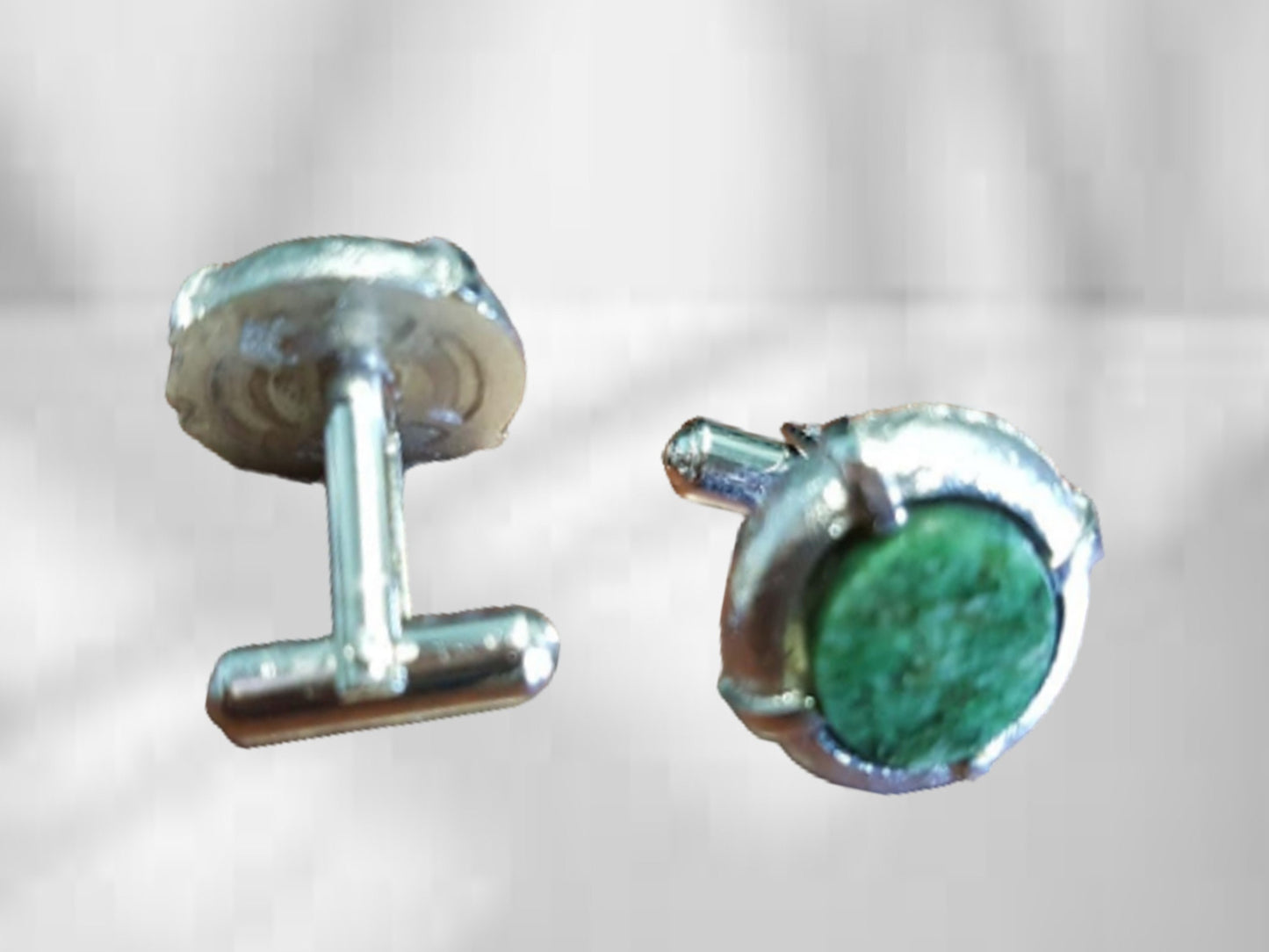 mens dress cuff links silver and jade
