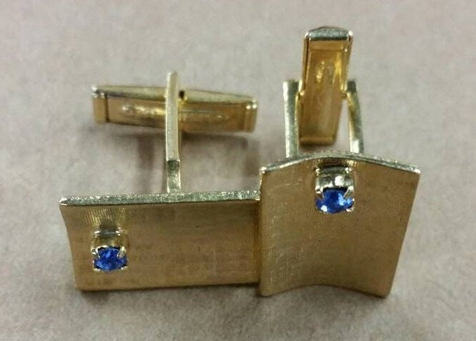 cuff links sapphire blue rhinestones mens fashion