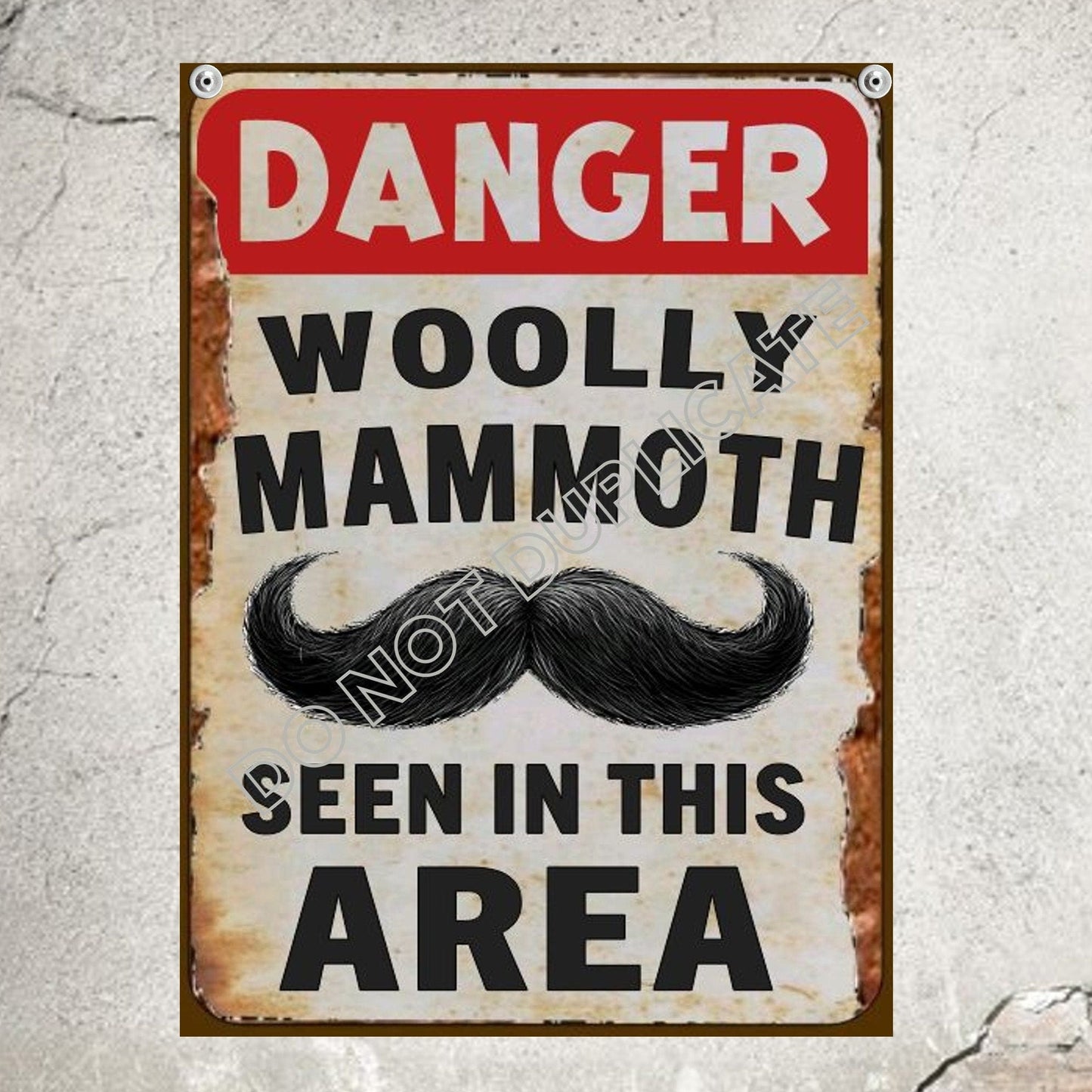 barber shop sign danger woolly mammoth seen in this area moustache decor