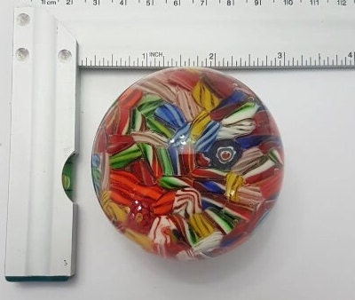 murano glass milleflori paperweight paper weight art glass candy cane