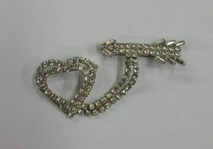 rhinestone heart and arrow cupid brooch