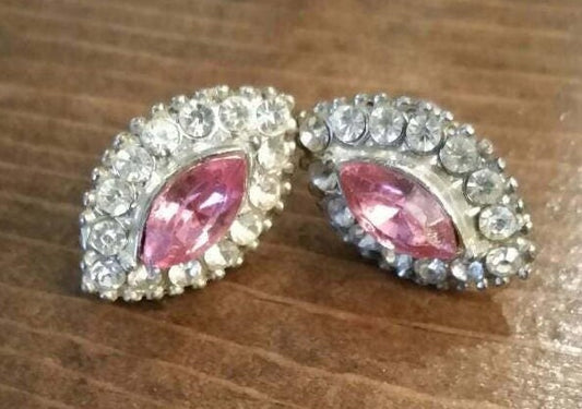 pink rhinestone screwback earrings