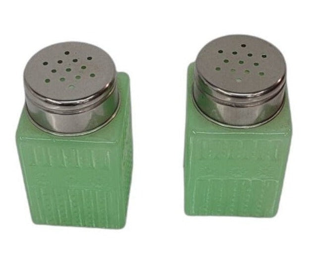 jadeite salt and pepper shaker set vintage kitchenware