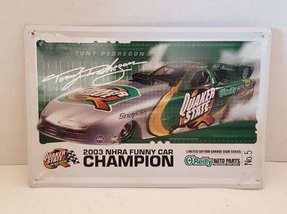 nascar sign 2003 nhra funny car champion quaker state garage decor