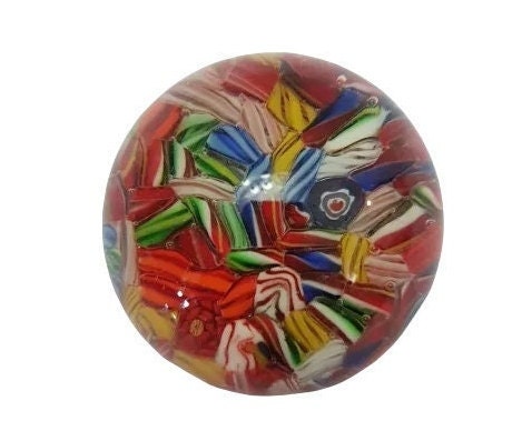 murano glass milleflori paperweight paper weight art glass candy cane