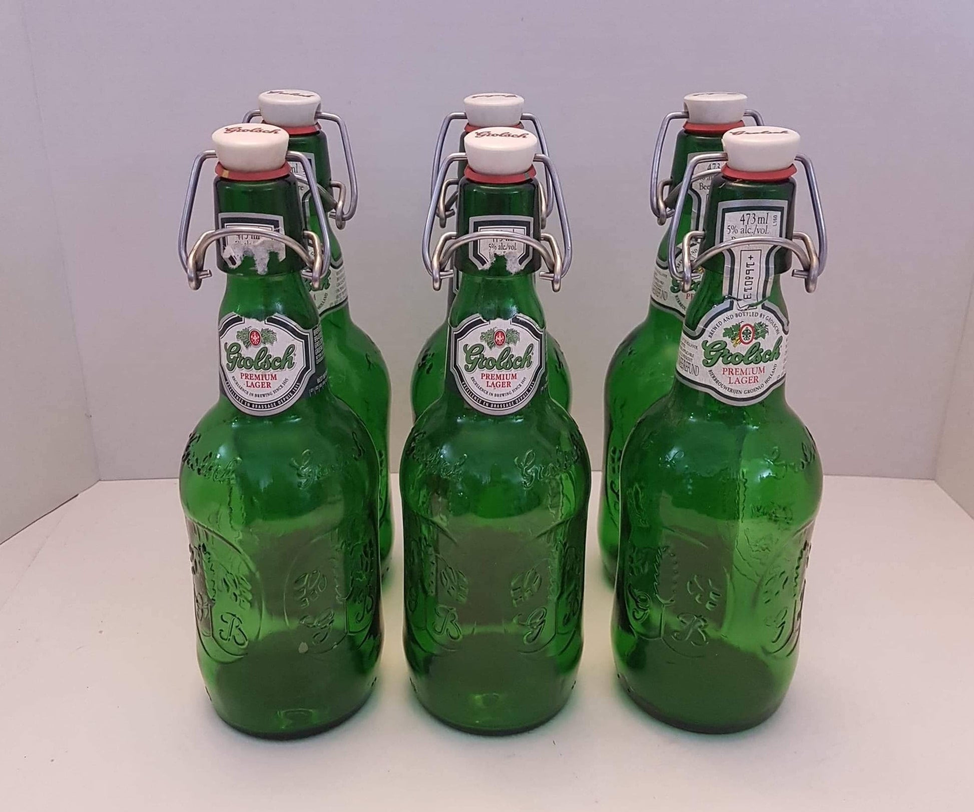 beer bottle vintage grolsch green glass with porcelain swing lock bottle stopper
